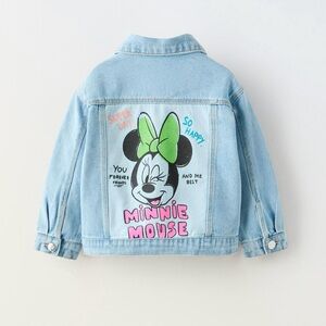 NWOT MINNIE Mouse Disney Graffiti Zara Denim Jacket Size: 4-5